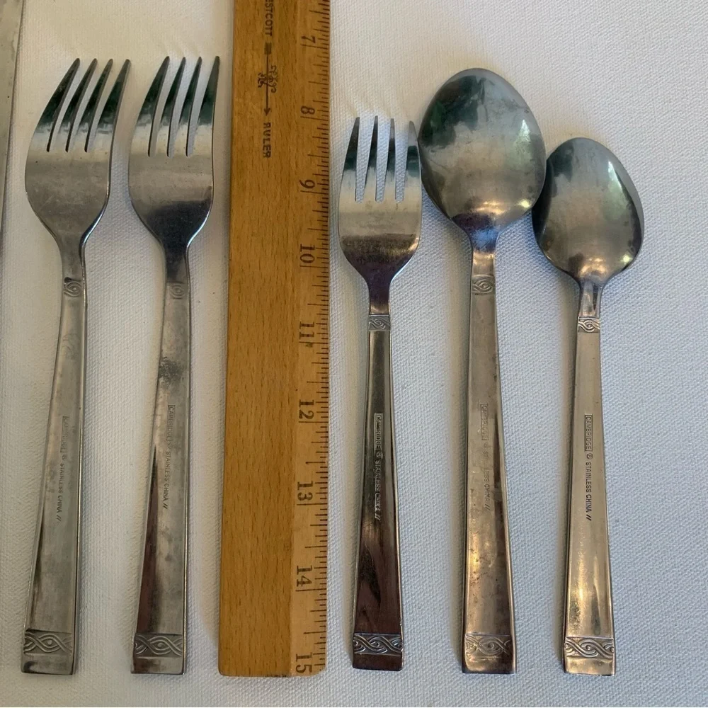 Cambridge Stainless Flatware Danielle Dinner Forks Knives Spoons Set of 12 Pcs